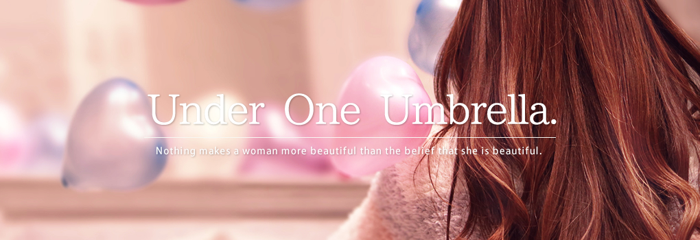 岡山市法界院駅近くの美容院、Under One Umbrella（アンダーワンアンブレラ）は、カット・クリープパーマなどのメニューにオーガニック素材を取り入れたヘアサロンです